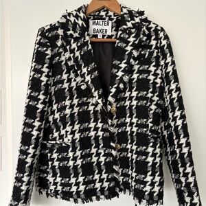 Walter Baker Houndstooth Blazer in Black and White